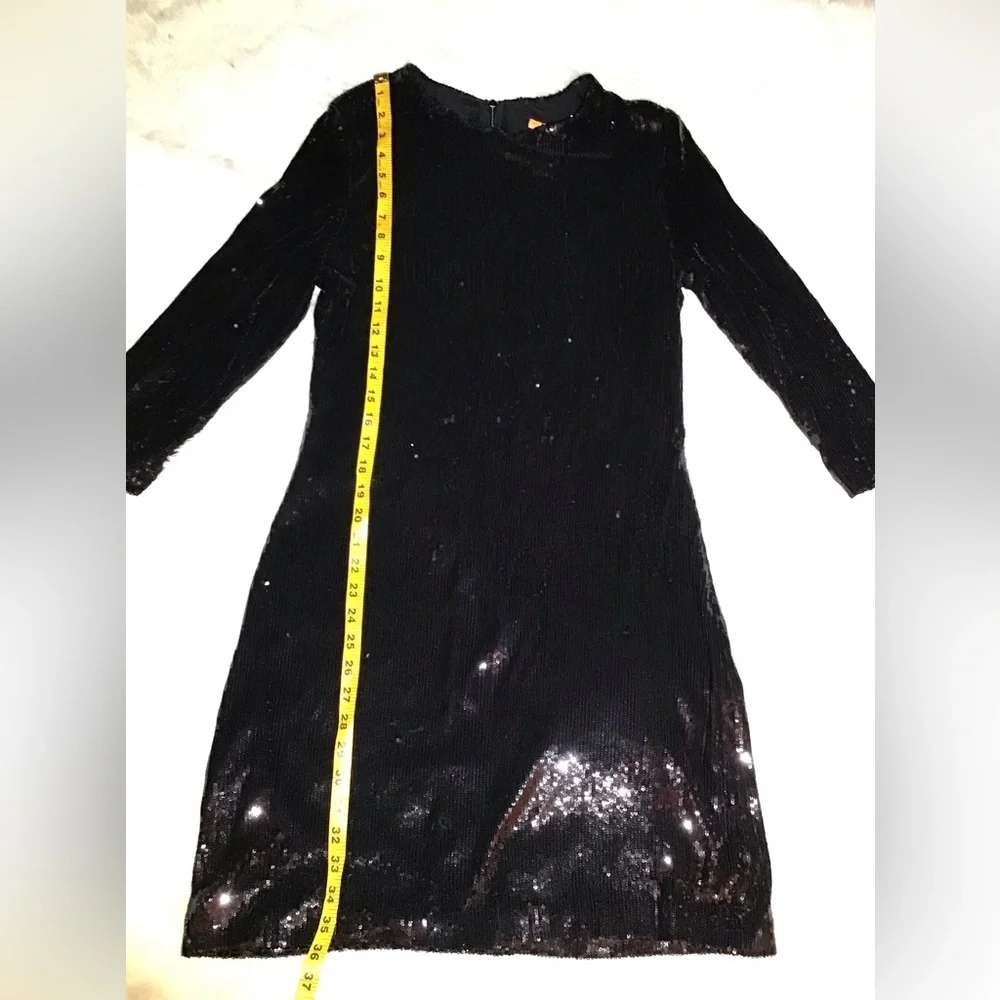 Tory Burch womens black sequins crew neck dress size medium